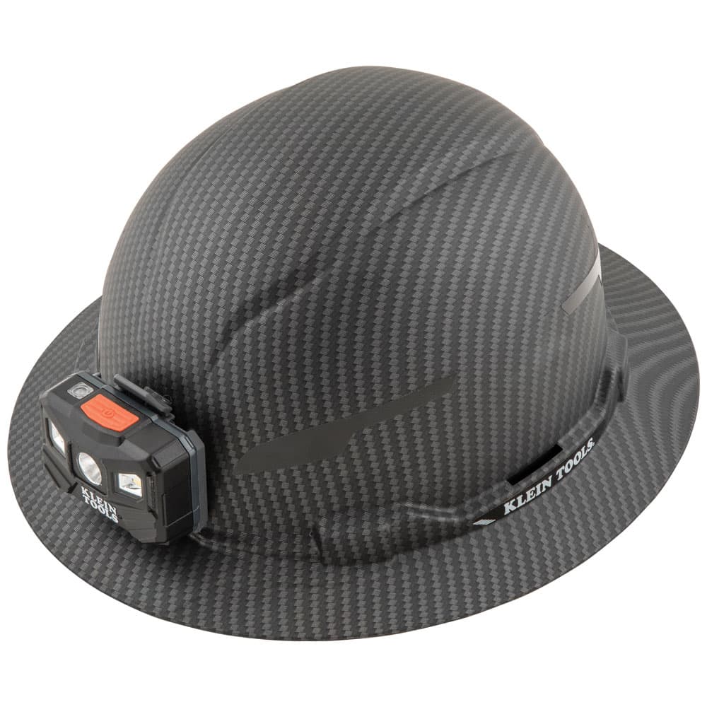 HARD HAT, PREMIUM KARBN™ PATTERN, NON-VENTED FULL BRIM, CLASS E, LAMP